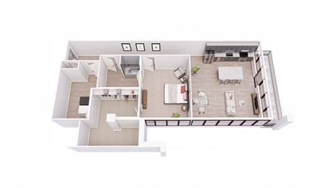 1 bed 1 bath 1B4 Floor Plan at Tesson Ridge, Missouri